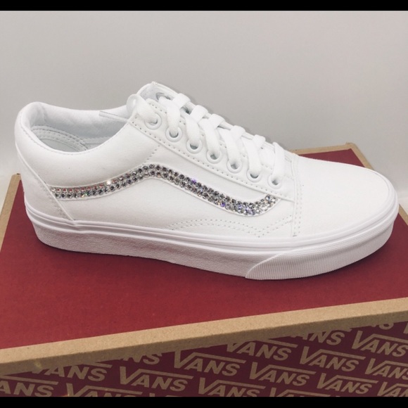bedazzled white vans